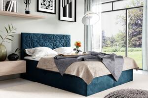 Manželská postel KVETA - 160x200, modrá + topper ZDARMA