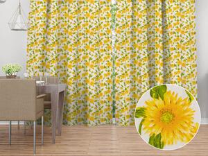 Biante Bavlněný závěs Sandra SA-602 Slunečnice na bílém 150x140 cm