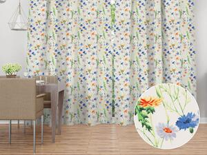Biante Bavlněný závěs Sandra SA-601 Kopretiny a zvonky na bílém 150x140 cm