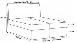 Čalouněná postel s prošívaným čelem SUSANA - 120x200, hnědá 1 + topper ZDARMA