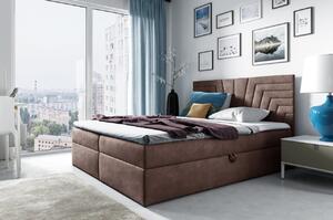 Čalouněná postel s prošívaným čelem SUSANA - 120x200, starorůžová + topper ZDARMA