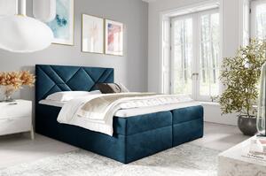 Boxspringová postel ASKOT - 160x200, modrá + topper ZDARMA