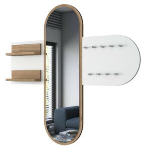 Nástěnný věšák se zrcadlem Pomi White and Walnut