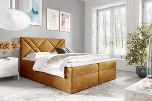 Boxspringová postel ASKOT - 120x200, žlutá + topper ZDARMA