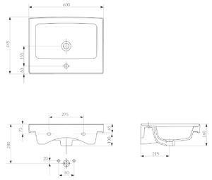 Cersanit Crea umyvadlo 60x44.5 cm obdélníkový nábytkový bílá K114-006