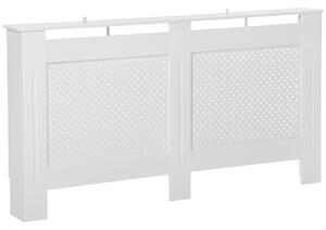 HOMCOM MDF dřevěný kryt radiátoru, moderní skříňka s bílou lakovanou horní policí, 151,5x82x19 cm | Aosom