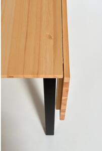 Borovicový rozkládací jídelní stůl s černou konstrukcí Bonami Essentials Brisbane, 120 (200) x 70 cm