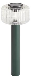 Moderní venkovní patník zelený s žebrovaným sklem vč. LED solární IP65 - Ribble Mushroom