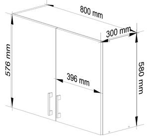 Ak furniture Kuchyňská závěsná skříňka W 80 cm D2 Artus bílá/sonoma