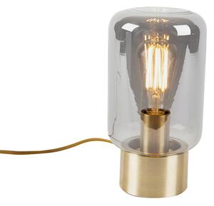 Designová stolní lampa mosaz s kouřovým sklem - Bliss Cute