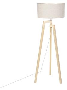 Stojací lampa stativ dřevo s odstínem pepře 50 cm - Puros