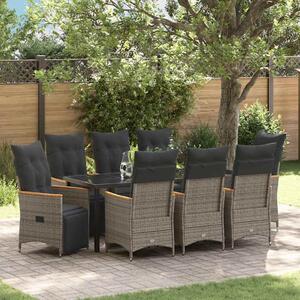 Zahradní jídelní souprava 9 ks Šedá polyratan 3379631