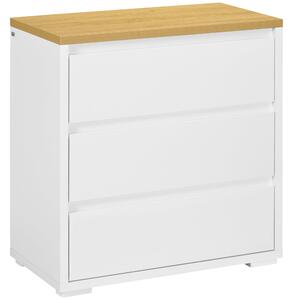 HOMCOM Bílá Komoda se 3 Zásuvkami z Dřevotřísky pro Ložnici, Kancelář a Obývací Pokoj, 70x37x75cm | Aosom