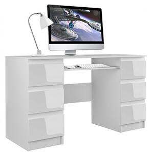 PC stůl KUBIAS bílá lesk (130 x 51) cm