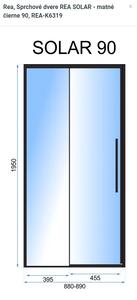 Rea - SOLAR BLACK MAT posuvné sprchové dveře, černý profil, 90 x 195 cm, REA-K6319