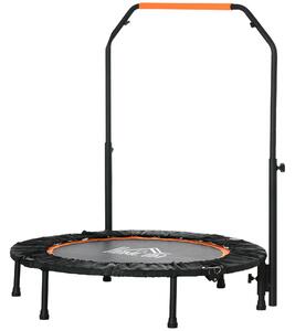 HOMCOM 102 cm Fitness Trampolína, Skládací Mini Trampolína s Ovládacím Madlem s Čtyřmi Nastavitelnými Výškami, Fitness Rebounder pro Dospělé, do 100 k