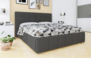 Manželská postel s úložným prostorem a roštem 140x200 MELDORF - šedá ekokůže