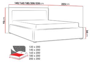 Manželská postel s roštem 180x200 PALIGEN 2 - šedá 1