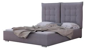 Čalouněná postel s vysokým sklápěcím čelem 140x200 DASSOW - tmavá šedá