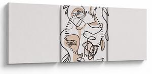 Obraz - Line art obličeje (s hodinami) (90x30 cm)