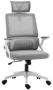 Ergonomická kancelářská židle Vinsetto, kancelářská židle s nastavitelnou opěrkou hlavy, počítačová židle s otočnou funkcí a houpáním, s bederní oporo