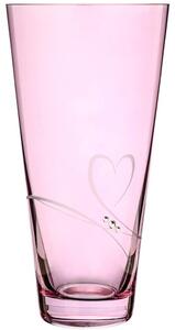 Diamante skleněná váza Romance Pink Conical s krystaly Swarovski 25 cm