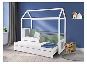 Dětská postel domeček 80x180 KARBEN 1 - bílá / šedá