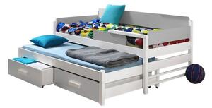 Dětská postel s přistýlkou 90x200 SELTERS - bílá / dub lanýž