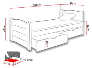 Jednolůžková postel 90x200 BRILON - olše