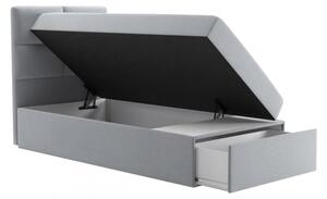 Jednolůžková boxpringová postel 90x200 LUGAU - černá ekokůže, pravé provedení