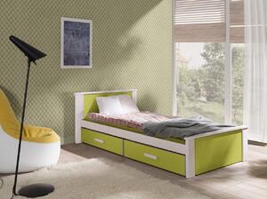 Dětská postel s úložným prostorem 80x180 POLCH - bílá / zelená