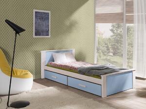 Dětská postel s úložným prostorem 80x180 POLCH - bílá / modrá