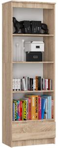 Ak furniture Kancelářský regál Rexa 60 cm 1 šuplík a 4 police dub sonoma