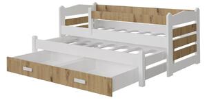 Dětská postel s přistýlkou a zábranou 80x180 WETTIN 2 - bílá / dub artisan