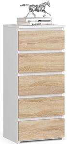 Ak furniture Komoda CL5 se zásuvkami 40 x 92 cm bílá/dub sonoma