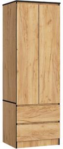 Ak furniture Šatní skříň STAR 60 cm dub craft zlatý