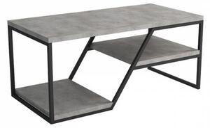 Kovový konferenční stolek VALONGO - černý / světlý mramor