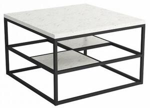 Kovový konferenční stolek COIMBRA - černý / světlý mramor