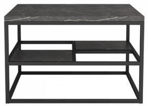 Kovový konferenční stolek COIMBRA - černý / tmavý mramor