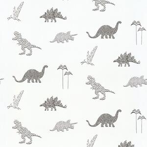 Černo-bílá vliesová dětská tapeta s dinosaury 220783, Doodleedo, BN Walls