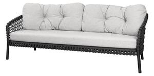 Cane-line 3-místná pohovka Ocean Large, Cane-line, 202x90x73 cm, rám hliník, výplet lanko Soft Rope dark grey, bez polstrů