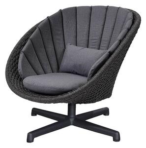 Cane-line Otočné nízké křeslo Peacock, Cane-line, 91x93x85 cm, rám hliník, výplet lanko Soft Rope dark grey, bez polstrů