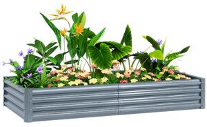 Outsunny Ocelový Vyvýšený Záhon, Počasí Odolný Záhon s Bezpečnostním Okrajem pro Skleníky, 180 x 90 x 30 cm pro Zahradu a Balkon, Záhon pro Květiny a