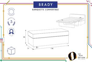 Hnědá polstrovaná rozkládací lavice My Pop Design Brady, 130 cm