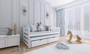 Dětská postel s přistýlkou a šuplíky FANI - 90x200, šedá