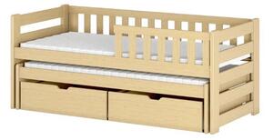 Dětská postel s přistýlkou a šuplíky FANI - 90x200, borovice