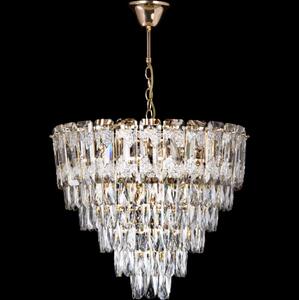 LED Lustr na řetězu 9xE27/60W/230V + 6xLED/6W pr. 50 cm zlatá