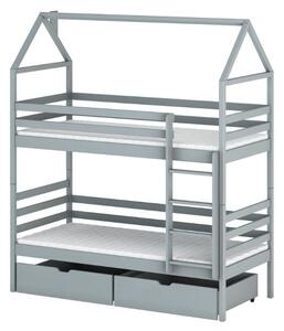 Patrová postel LEANA - 90x200, šedá