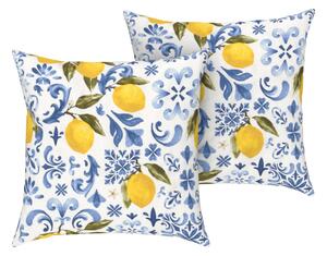 Livarno home Potah na polštář Renforcé, 50 x 60 cm, 2 kusy (citronová/modrá) (100389505003)