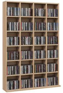 HOMCOM úložný prostor na CD a DVD, multimediální regál s 24 oddíly, maximální kapacita 480 CD/312 DVD, dřevěný regál s nastavitelnými policemi, 89 x 2